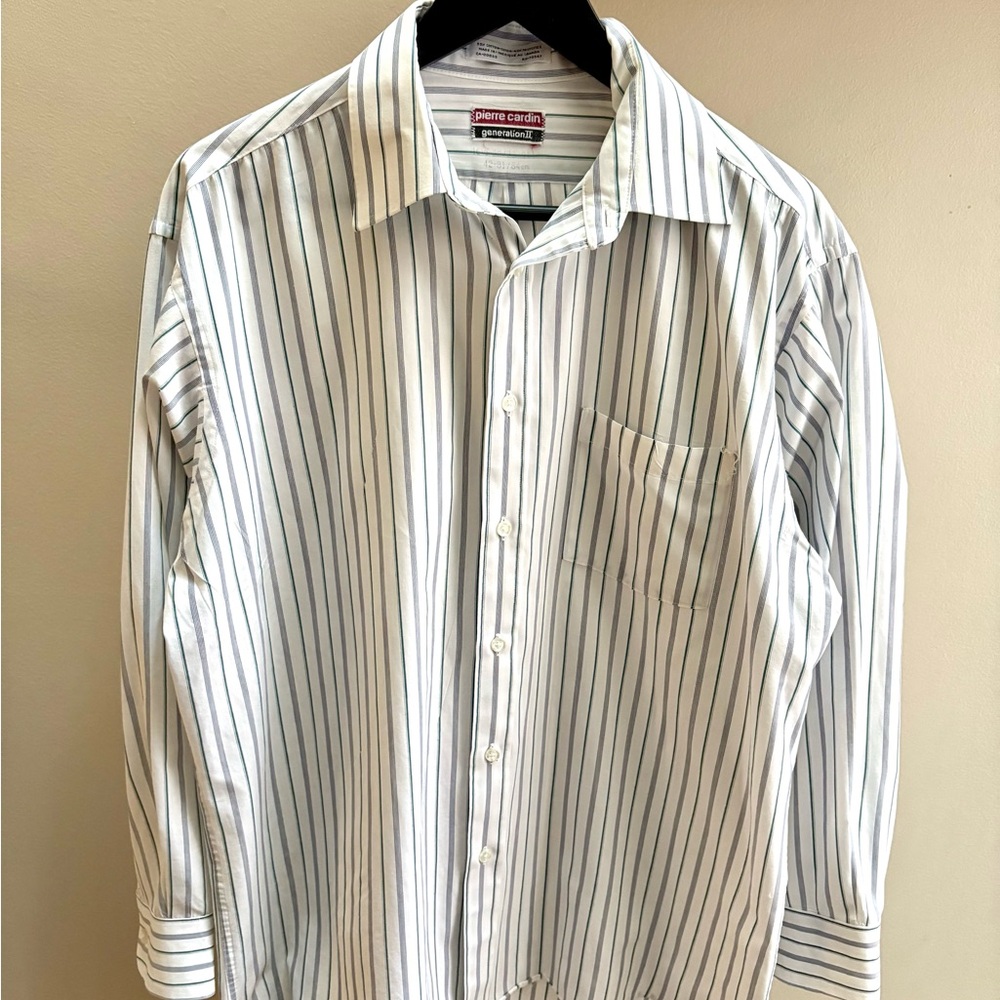 Pierre Cardin VTG 80/90s vertical striped button-down dress shirt FITS XL